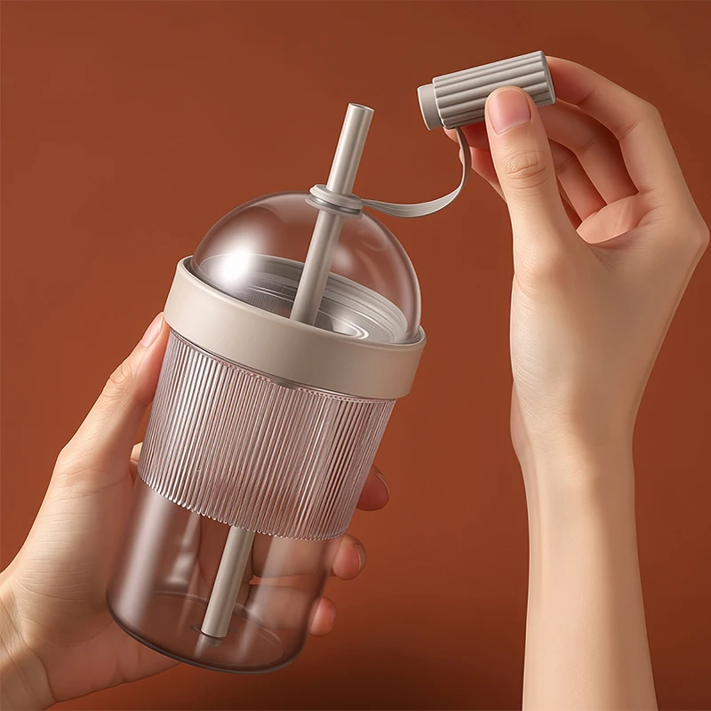 Reusable Coffee Cup 17oz Drinkware With Lid And Straw Cold Drink Tumbler For Women Home Office Gym Travel Picnic Camping Beach