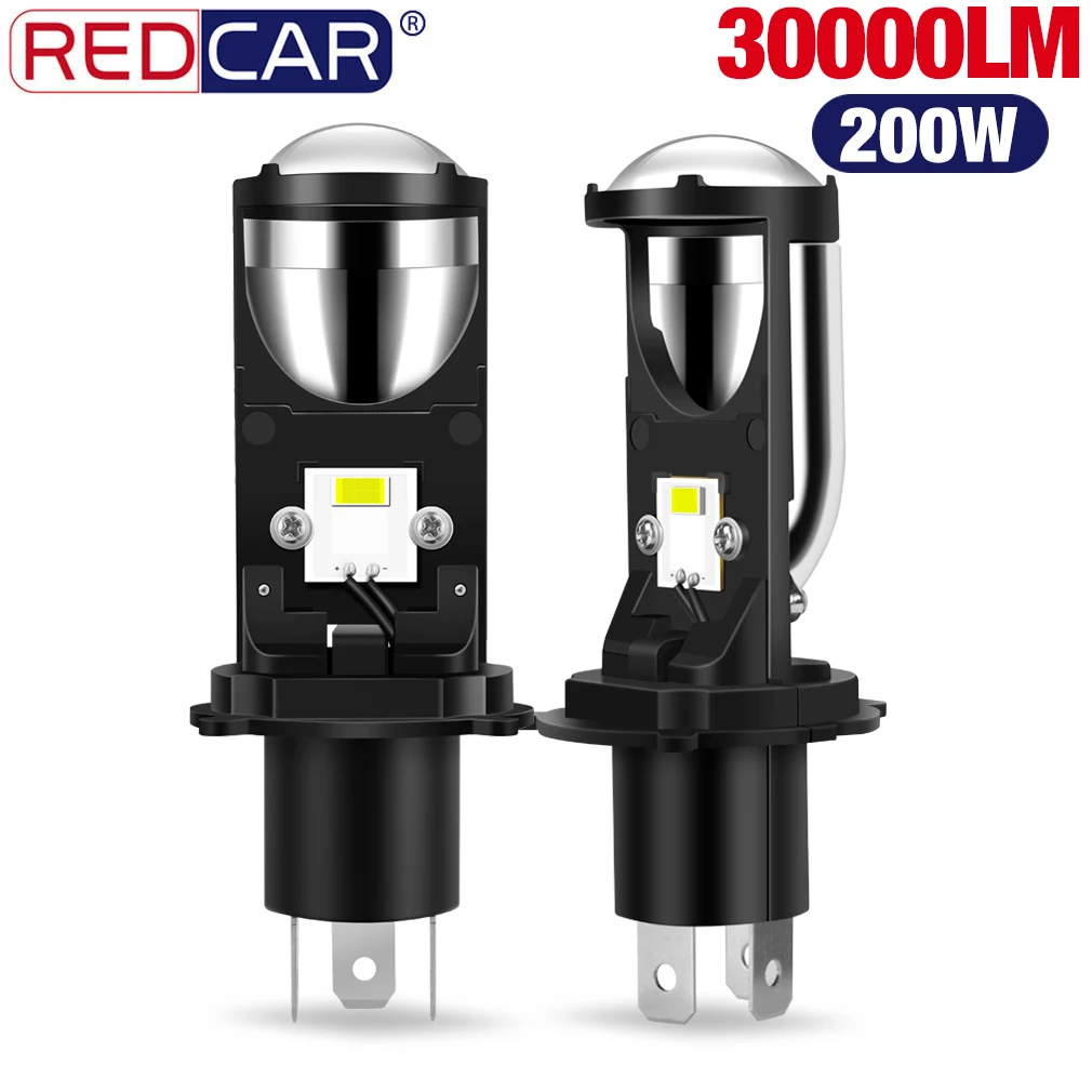 200W H4 LED RHD/LHD Bi-LED Projector Headlight Lens Automobles Bulb LED H4 Headlamp Conversion Kit Hi/Lo Beam Headlight 6500K