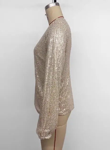 قميص جديد أنيق ومثير للحفلات لعام 2025 برقبة دائرية وأكمام طويلة ومطرز ومجوف بدون ظهر للنساء بلوفر علوي