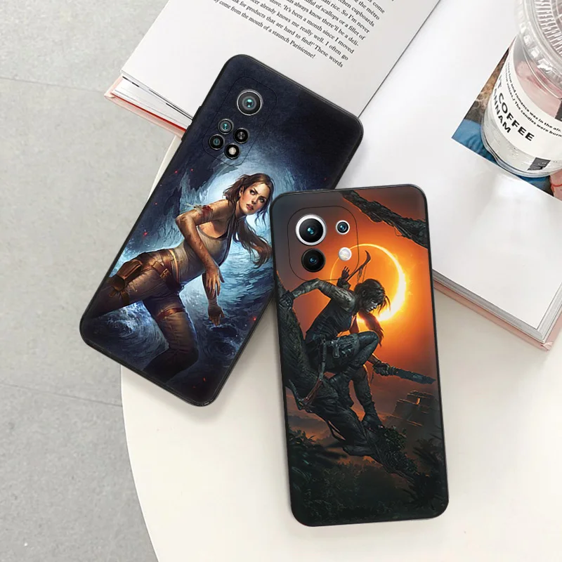 Phone Case For Redmi 10C 10A Note 11 Pro 10 10s 11s Fashion Tomb Raider Xiaomi 10t 11t Lite Black Soft Protective Cover