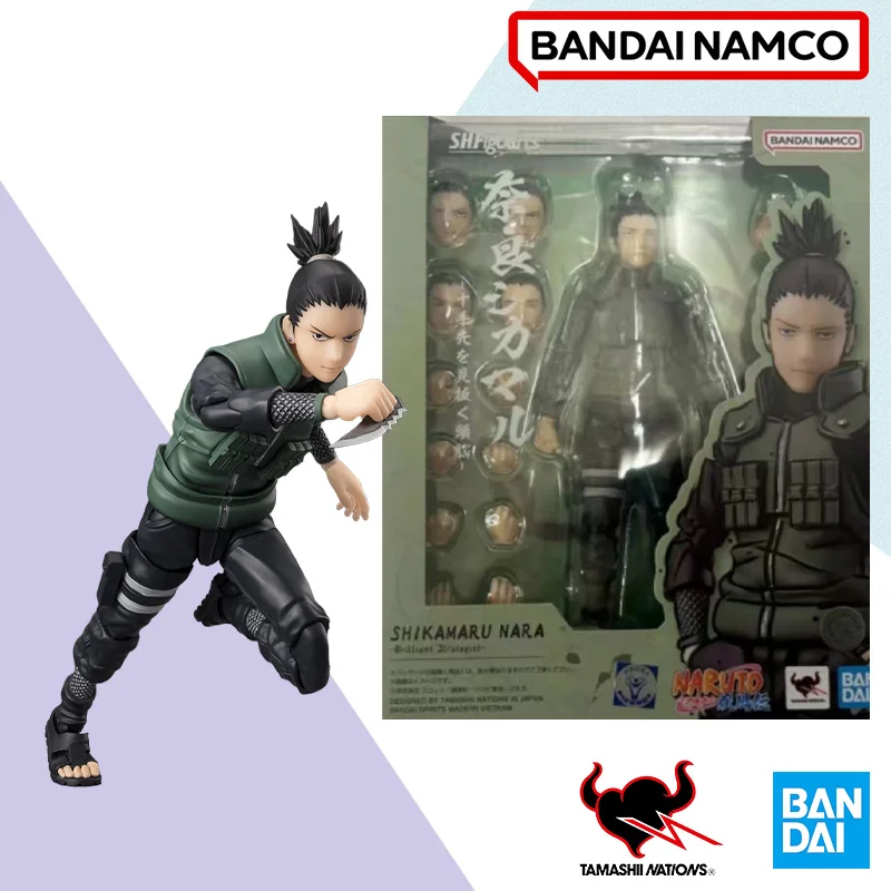 Original Bandai SHF NARUTO SHIKAMARU NARA Brillant Strategist Figure Finished Model kit Anime Action Toy Gifts for kids in shock