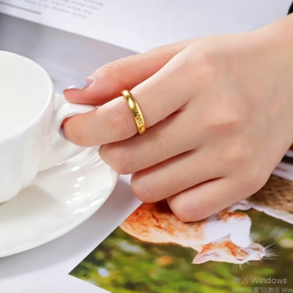 Exquisite stainless steel ring supports personalized text carving,smooth,lightweight and comfortable,suitable for daily matching