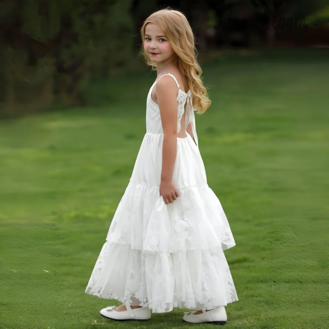 Abito da Cerimonia su Misura per Ragazze, Vestito da Sera con Spalline Sottili e Schiena Scoperta, Abito da Sposa/Festa per Donna