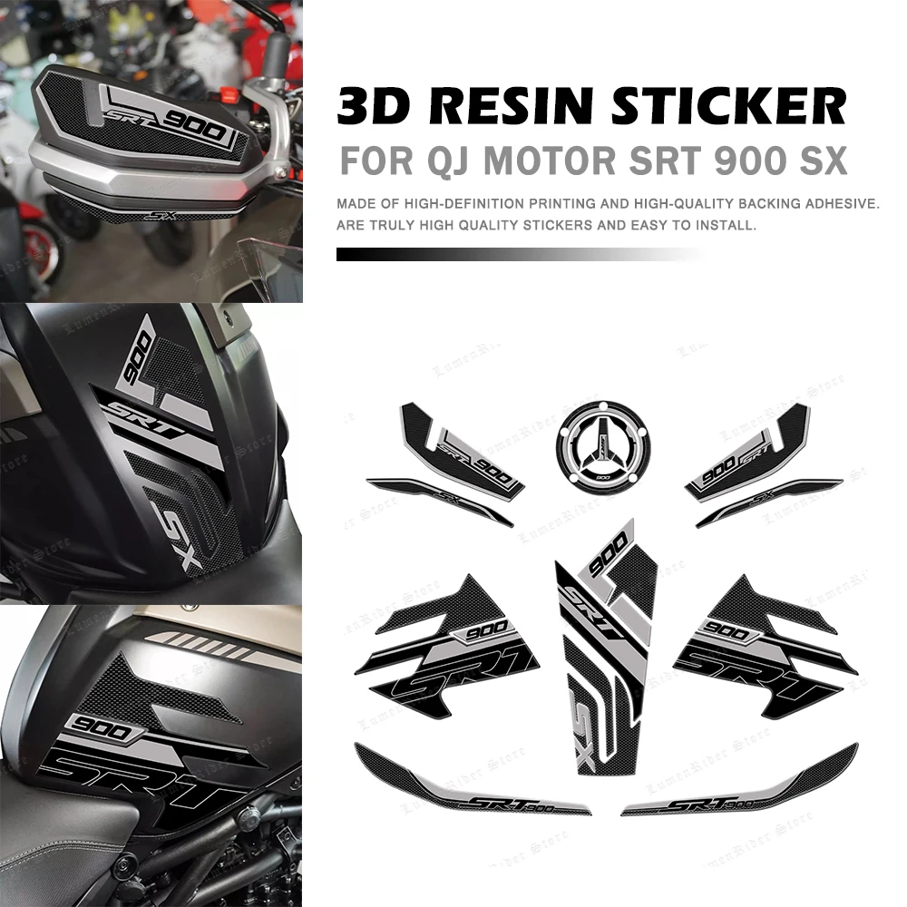 

SRT 900 SX Motorcycle Accessories 3D Resin Anti Scratch Protective Tank Pad Stickers Kit for QJ Motor SRT 900 SX