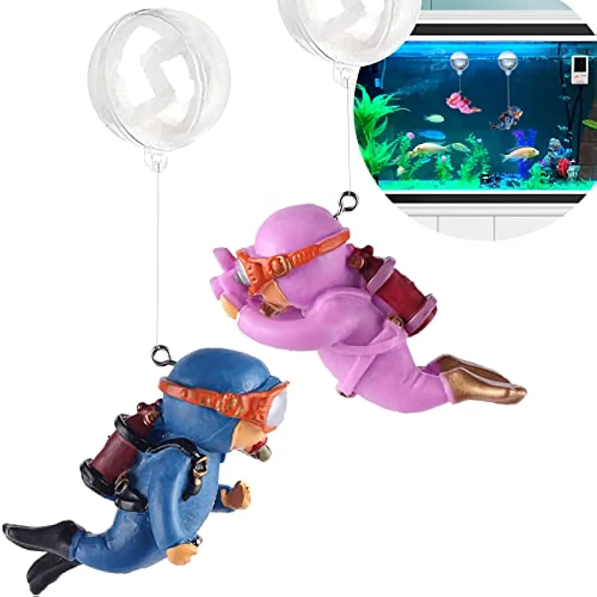 Floating Fish Tank Decorations Betta Fish Toys for  Decor Accessories Aquarium Diver Decoration for Large Small Fish Ornaments