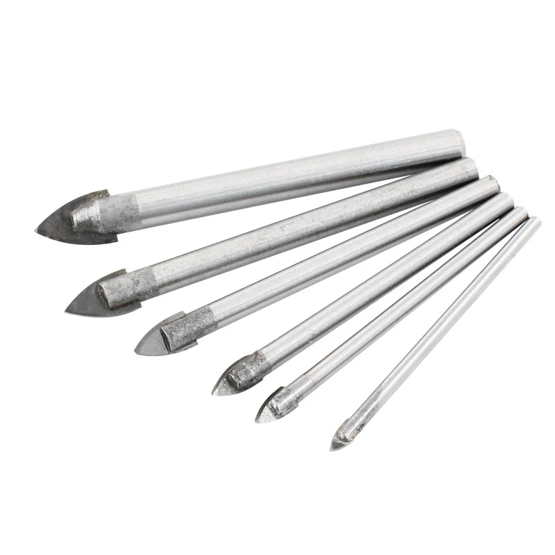 6 Buah 3-10Mm Bor Kaca Gergaji Lubang Bulat Shank Set Bor Segitiga untuk Bahan Keramik Keras Rapuh Pegangan Bulat