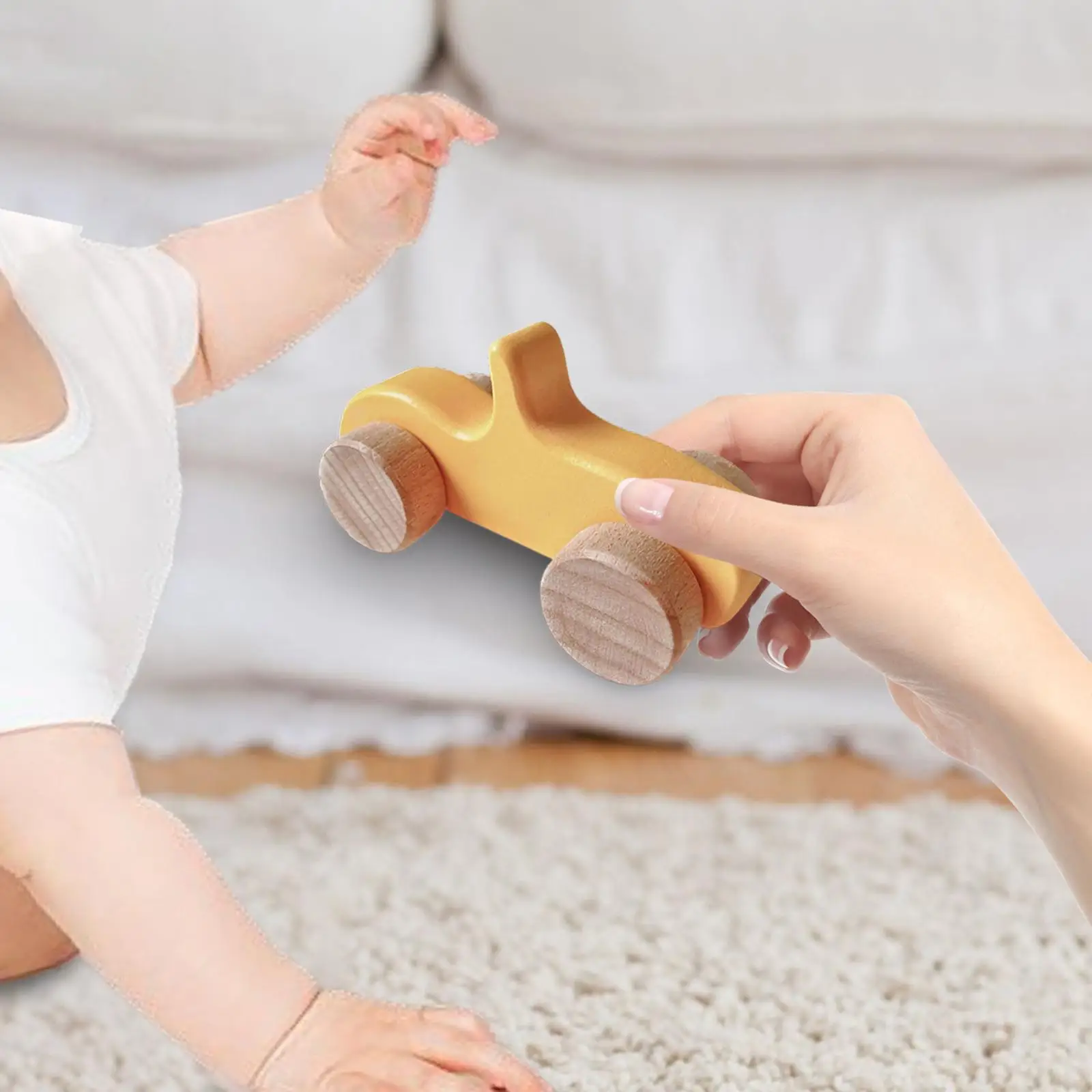 Vehículos de madera lisos Montessori juguetes vehículos de juguete de madera para niños pequeños