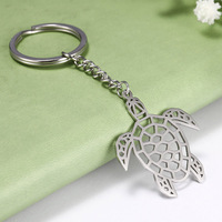 HIPEE Men Turtle Keychain DIY Metal Holder Chain Vintage Turtle Pendant Keyring Key Chain Silver Color Creative Party Jewelry