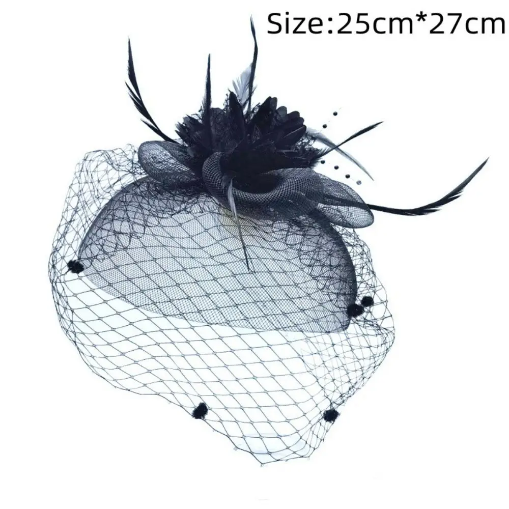 Bride Headwear hat Veil Wedding Hair Accessories Flowers Feather Mesh Veil Face Cover Multi Colors Korea Japan Black White