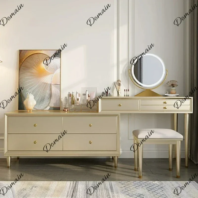 BXX Home Bedroom Light Luxury Dresser Chest Modern Dressing Table Stool Mirror Set Makeup Vanity Toiletries Tables Desks Furnitu