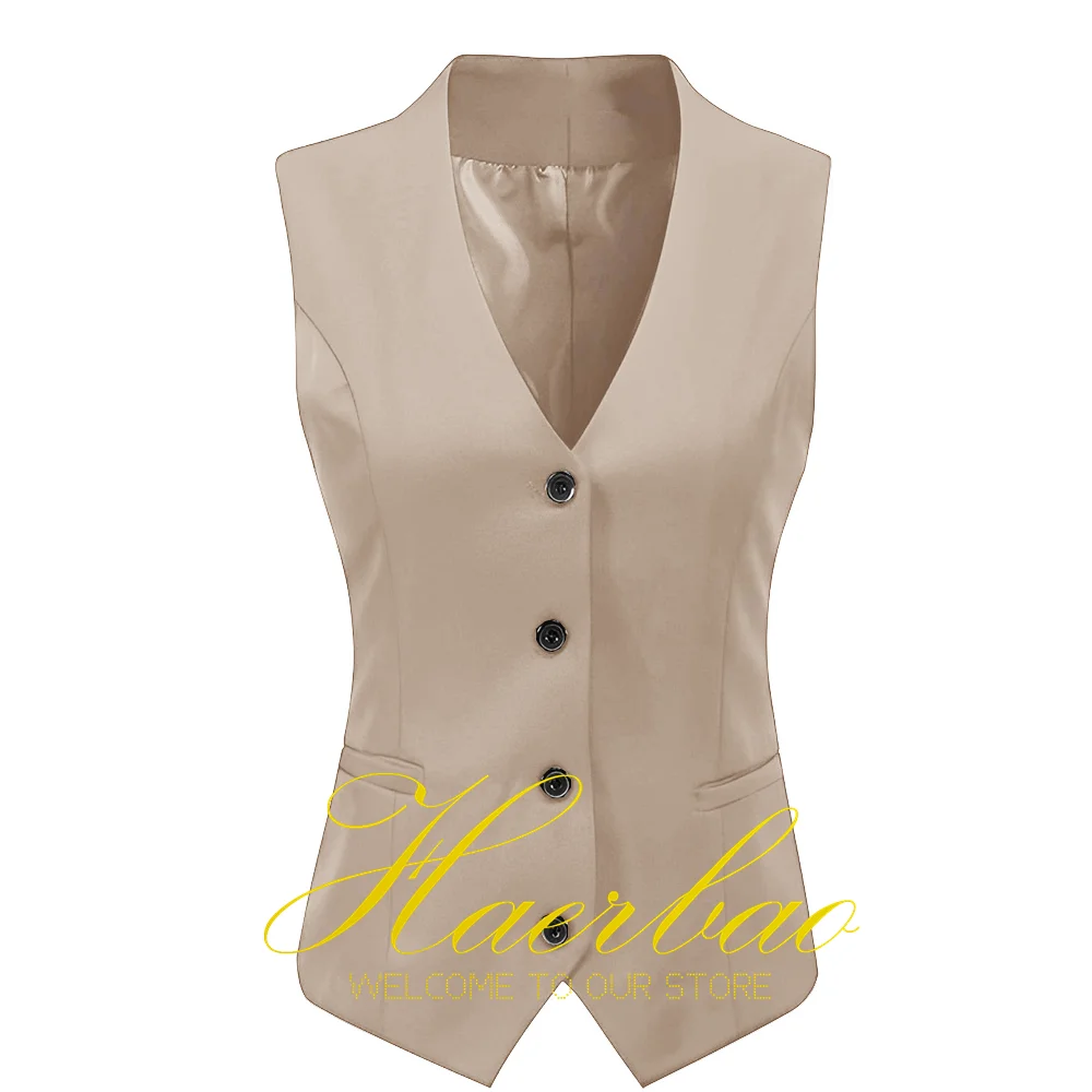 Formal Women's Fully Lined 4 Button V-Neck Economy Dressy Suit Vest Waistcoat