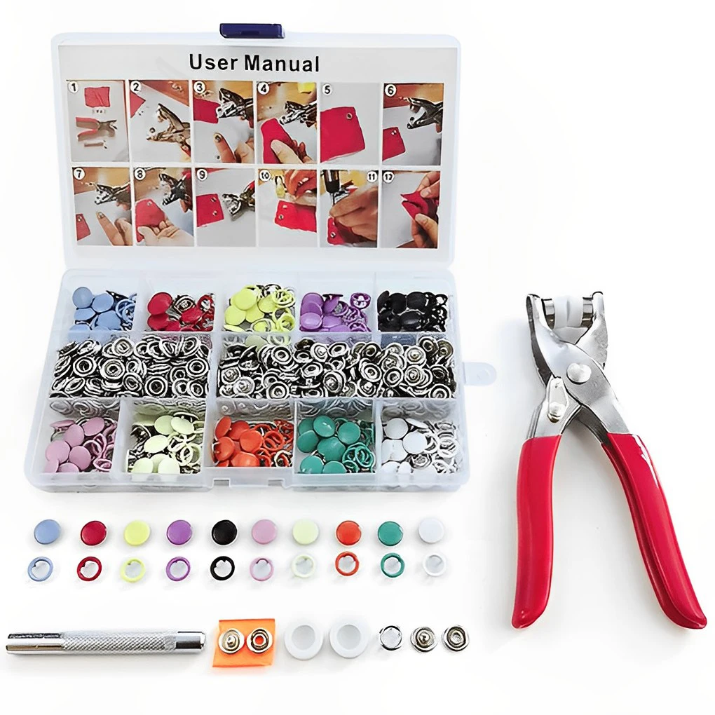 200 Pieces Metal Snap Pliers Tool Baby Fasteners Starter Press Snaps Grommets Set Clothes Tailor Shop with Tools