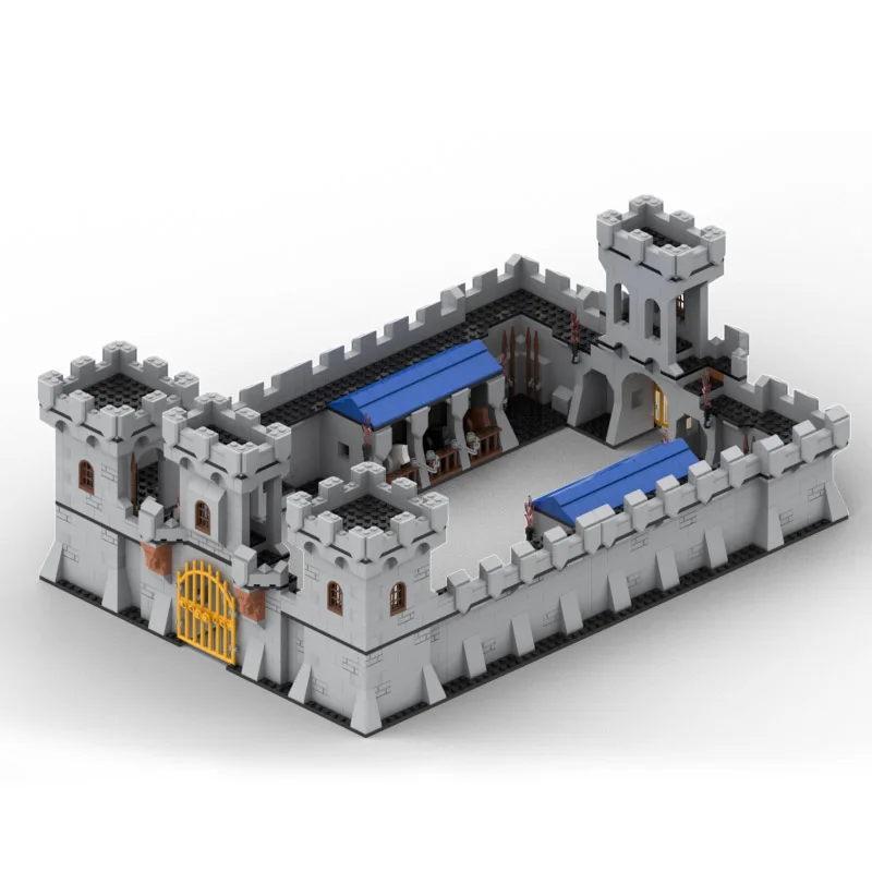 MOC Medieval Castle Burg Building Blocks Set Prison Van Bonfire Ancient Wall Bread Oven Stable Church DIY Bricks Toys Boys Gift