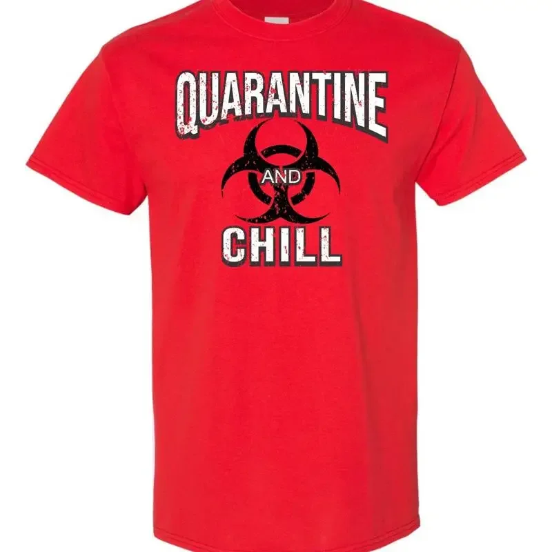 Quarantine And Chill Social Distance Biohazard Logo Men's T Shirt 174