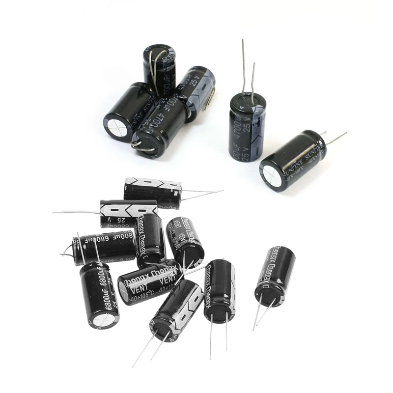 16 Pcs 25V Radial Leads Aluminum Electrolytic Capacitor, 6 Pcs 4700Μf & 10 Pcs 6800UF