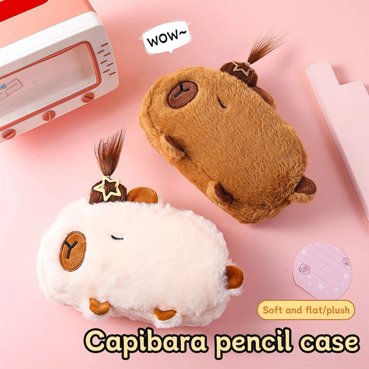 

Милый плюшевый пенал-косметичка в виде капибары, сумка для ручек в виде морской свинки, вместительный пенал для школьных принадлежностей, канцелярский органайзер