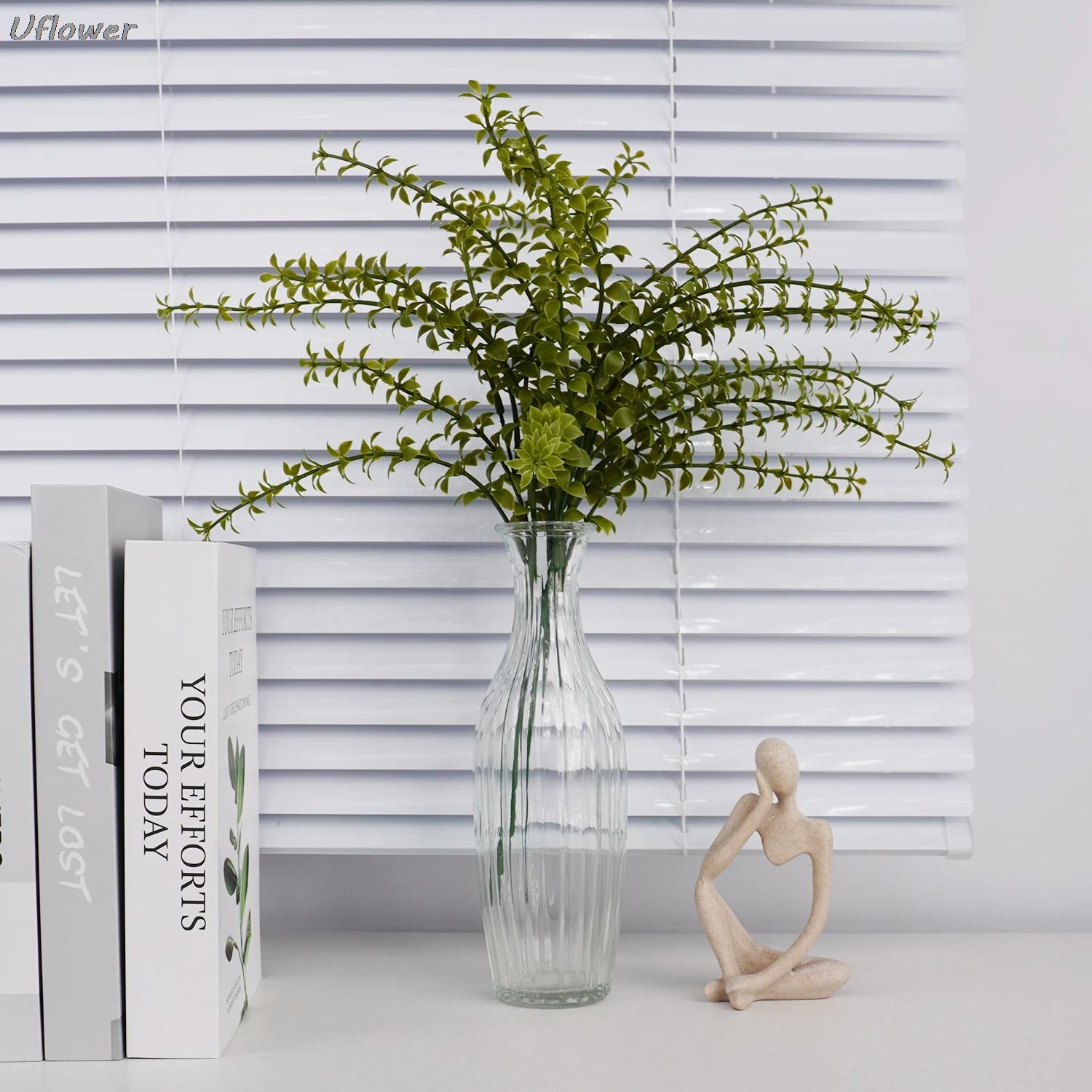 2 قطعة أوراق المال الاصطناعية الأوكالبتوس متعددة البتلة العشب النباتات الخضراء المنزل في الهواء الطلق حديقة حفل زفاف نبات صناعي الزخرفية #2