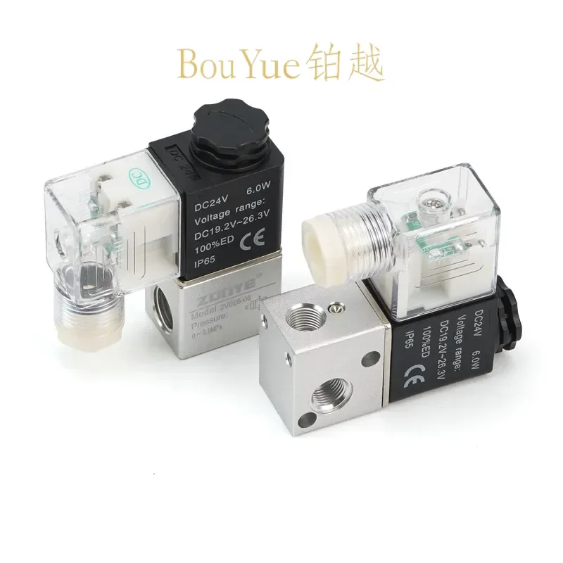 for 2V025-08 Pneumatic Solenoid Valve AC220V DC24V 2 Position 2 Way 3 Way Normally Closed Electronic Switch for 3V1-06