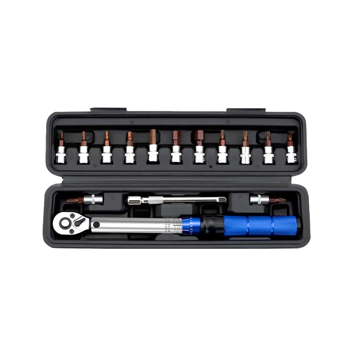 16-Piece Torque Wrench Set Hexagon Bi-Directional Adjustable 1/4 Inch Ratchet Wrench Maintenance Tool