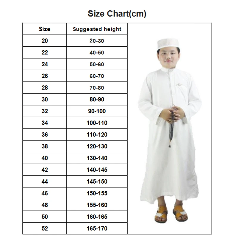 Boy Muslim Robe Polyester Comfortable Juba Tobe Islamic Traditional Dress Embroidered Gown Robe White Ramadan Prayer Dress