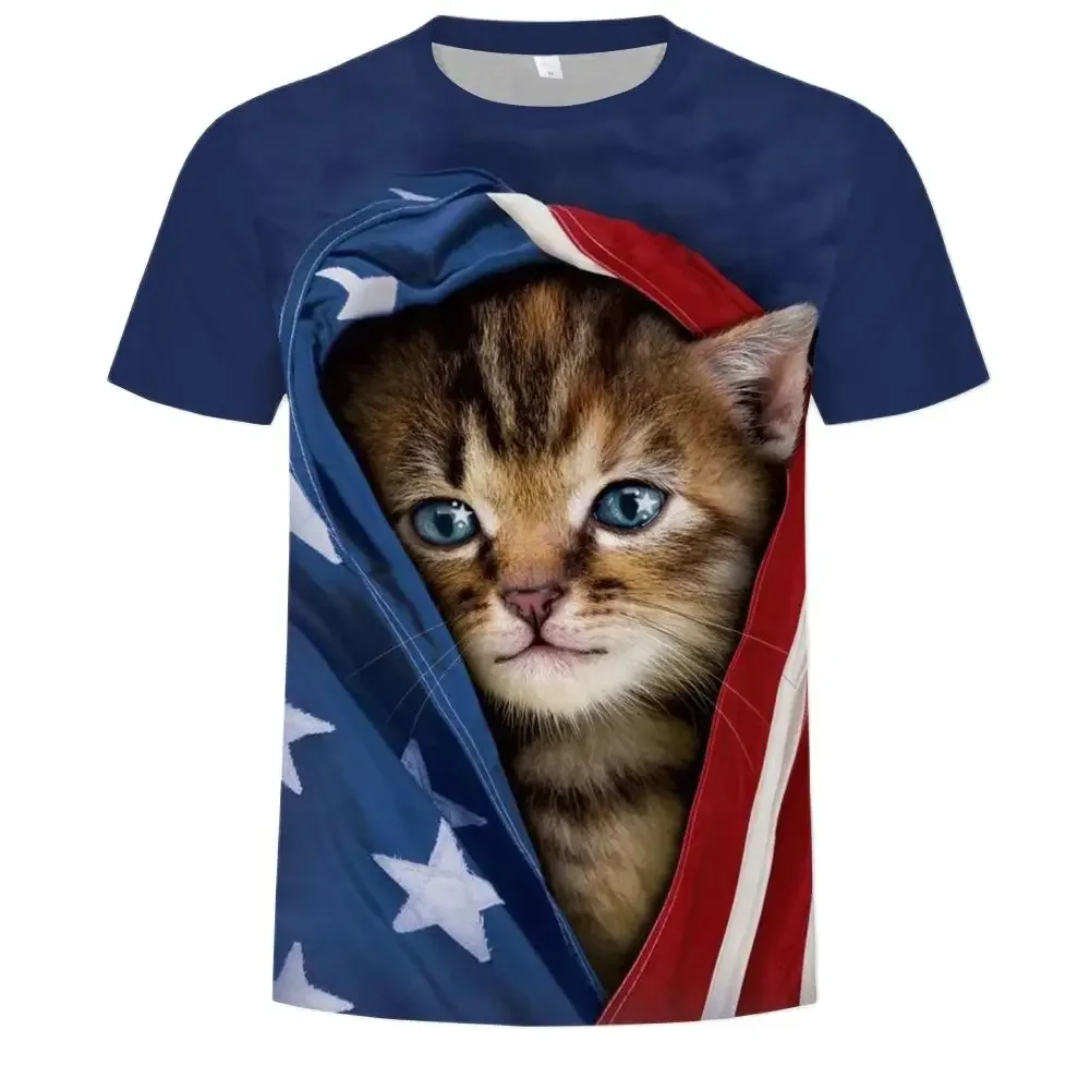 2022 New Fashion Cat Animal Cool T-Shirt Men\'s/Women 3D T-Shirt Print Short Sleeve Summer Hip Hop Menswear