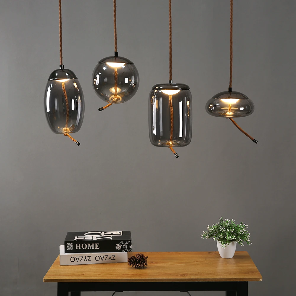 Nordic Restaurant Chandelier Modern Minimalist Personalized Dining Room Lighting Coffee Shop Bar Counter Glass Pendant Light