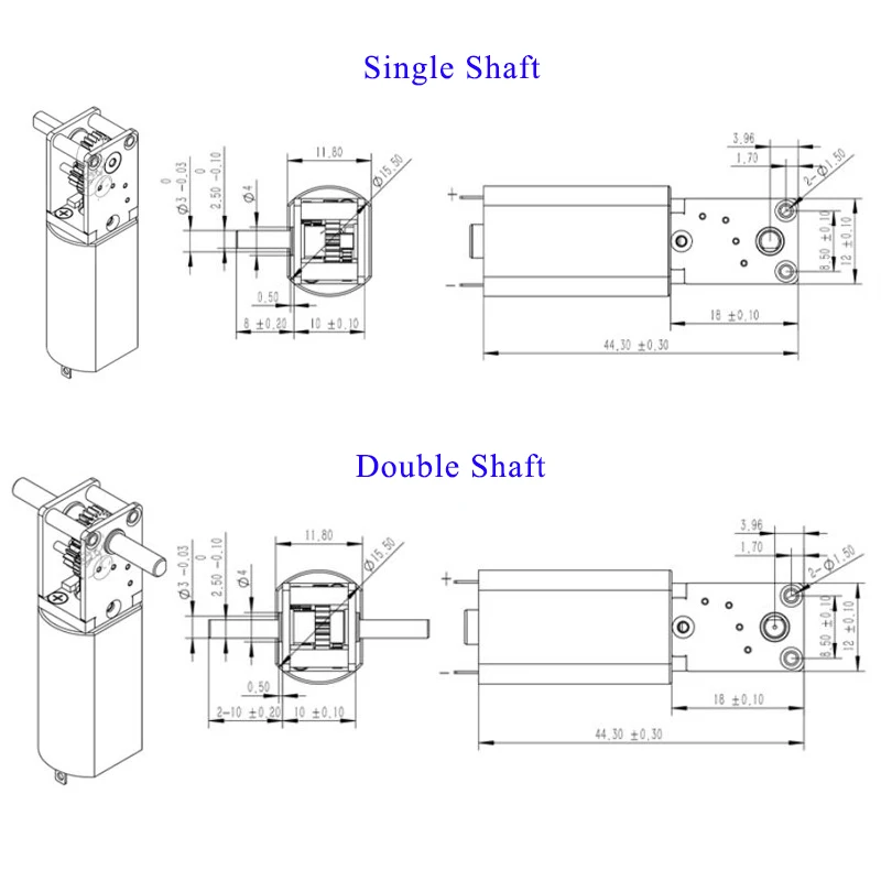 1PCS 050 Metal Gear Motor DC 3V-12V 4RPM-762 RPM Slow Speed High Torque Dual axis Engine Worm Reduction Motor Smart Robot