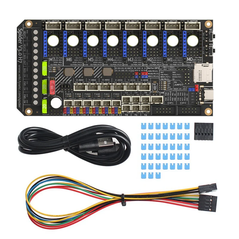 

Spider V3.0 H7 32-битная материнская плата привода 24 В/48 В дополнительная плата питания 8-осевой привод TMC5160T TMC2209 для Voron