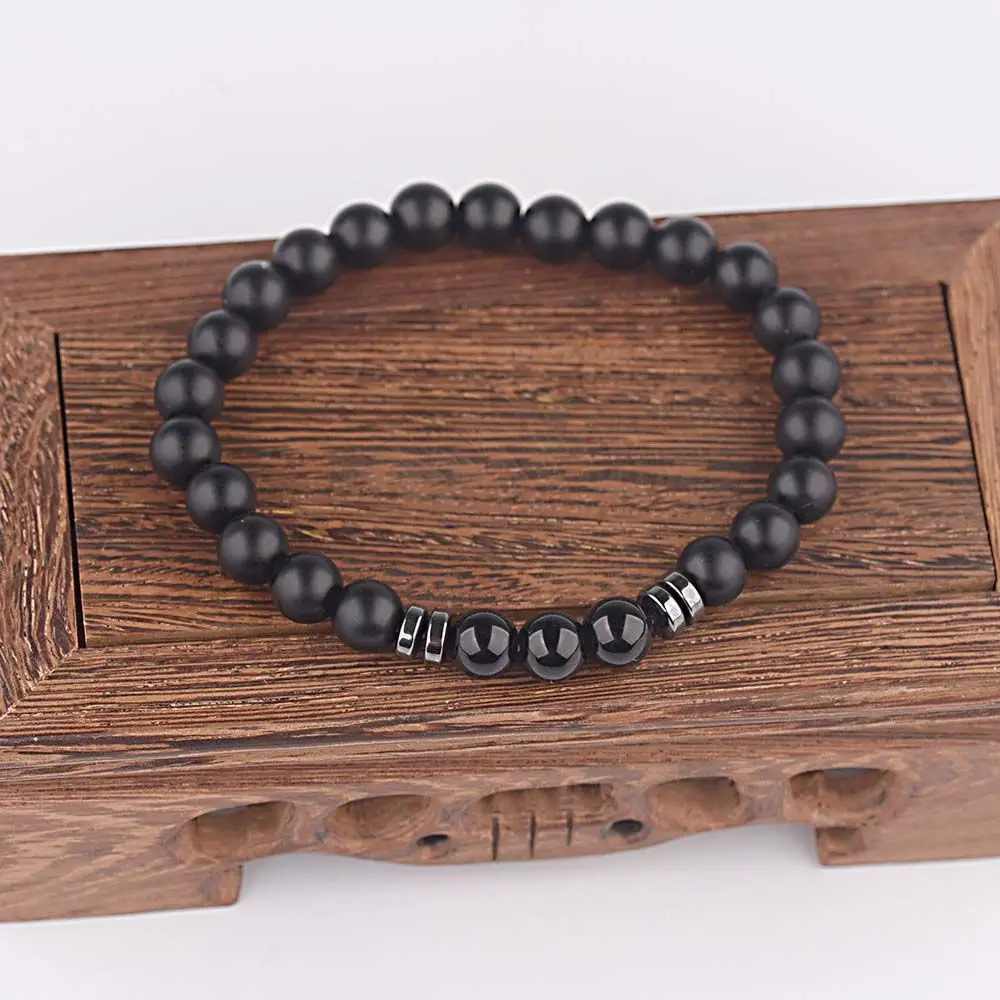 Balance 7 Chakra Accessories Black Tourmaline Agate Stone Gifts For Women Men Yoga Bracelet Bracelets Jewelry Beaded Bracelets