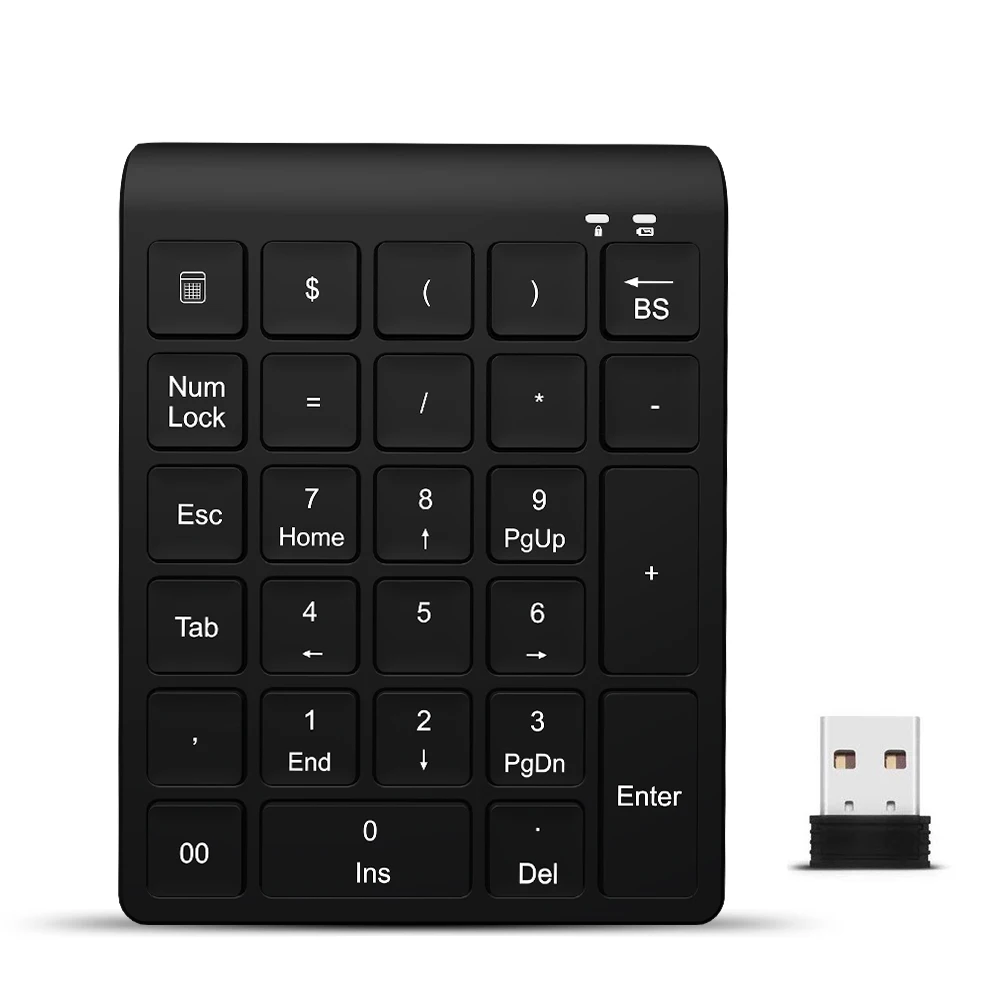 Wireless Number Pads 27 Keys Portable 2.4 GHz Financial Accounting Number Keyboard
