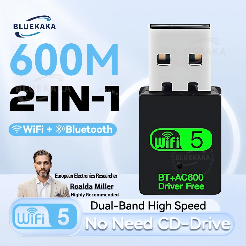 

New 600Mbps USB WiFi Bluetooth Adapter 2in1 Dongle Dual Band 2.4G 5GHz USB Wi-Fi 5 Network Wireless Wlan Receiver DRIVER FREE