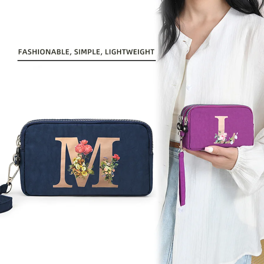 Triple-Layer Thickened Long Zipper Pocket Wallet Women's Handbag Wristlet Phone Pouch Cute Washable Fabric Bag Coin Purse