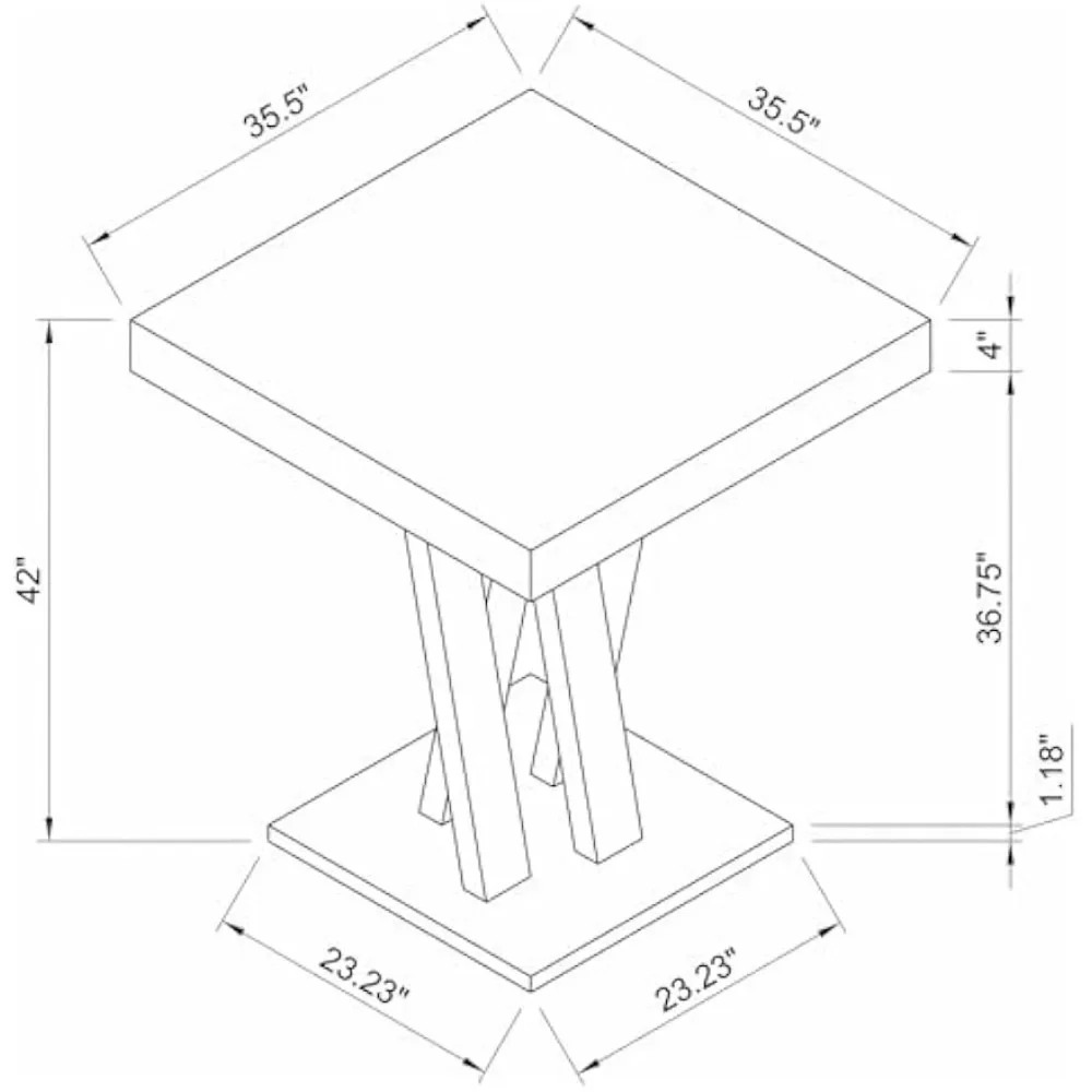 Table de barre carrée à base double en forme de X, Cappuccino, Contreplaqué, NW, Panneaux de particules, Construction laminée