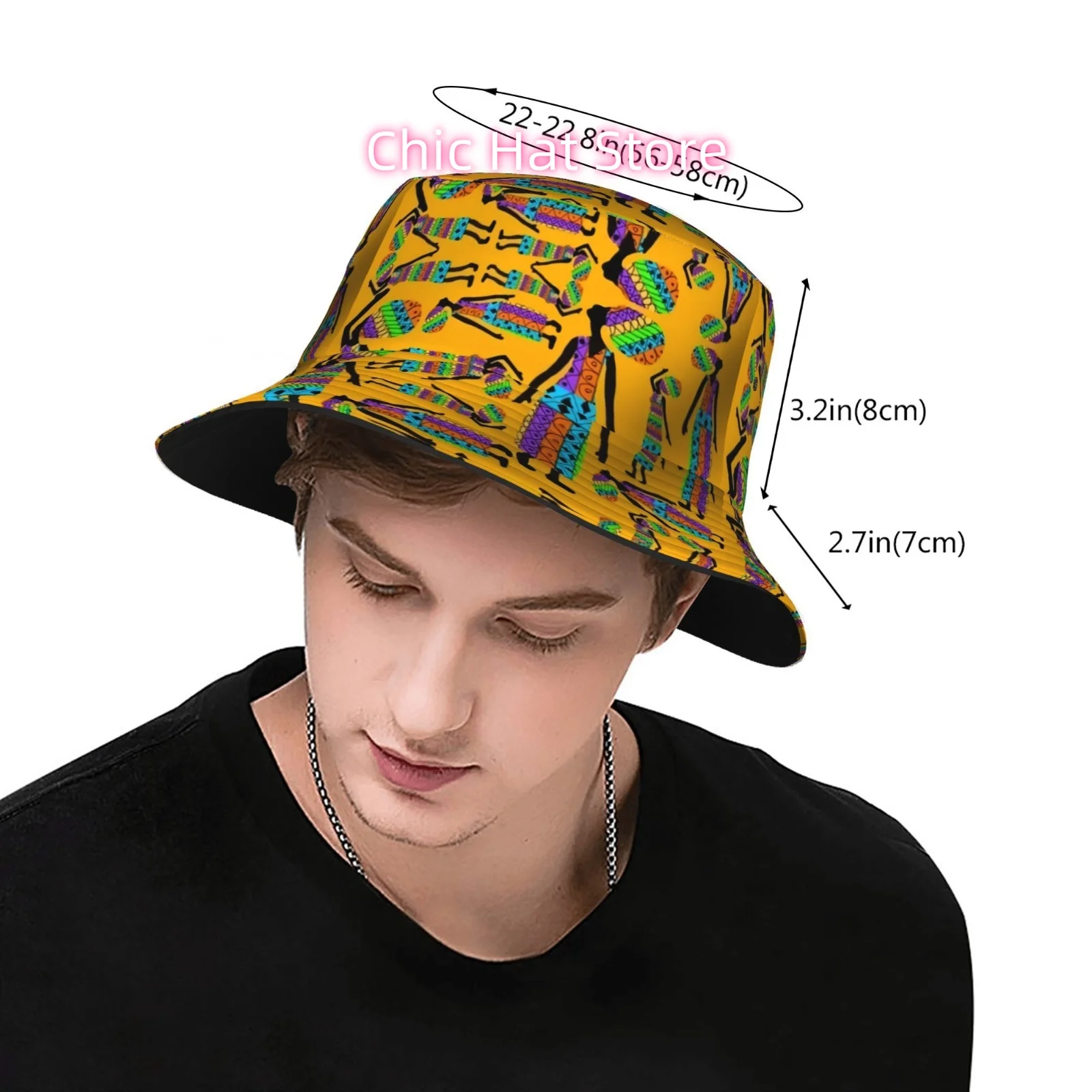A Single Colorful Artwork Featuring an African Woman, This Fully Printed Unisex Fisherman Hat Is Ideal for Outdoor Use. It'S a S