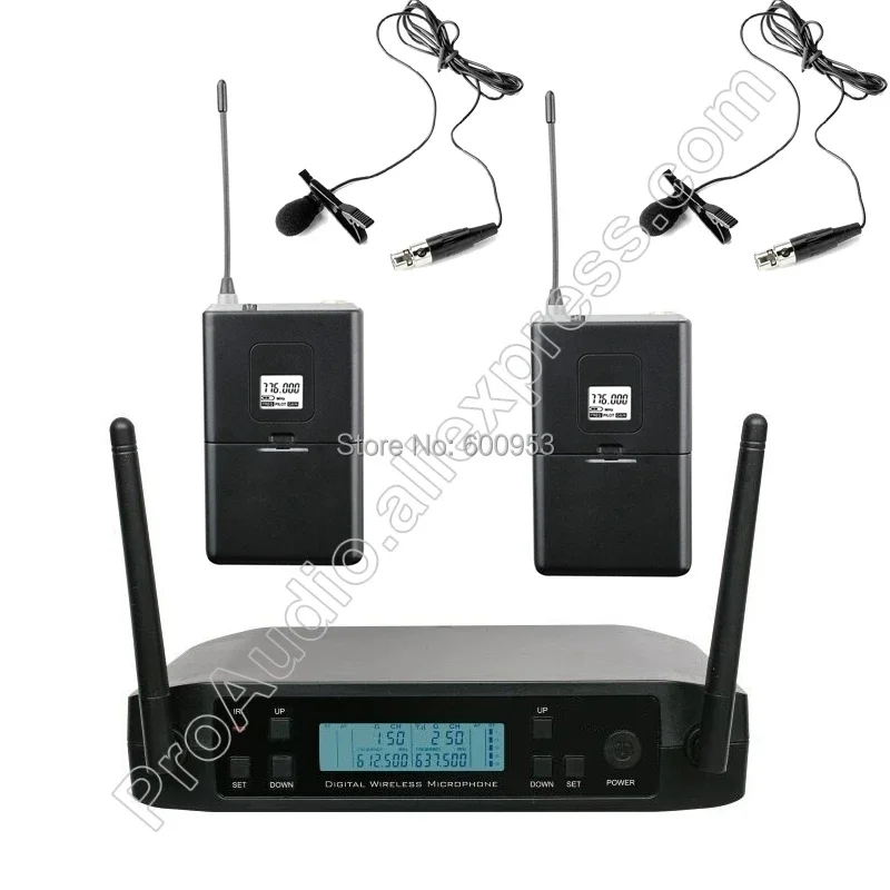 MICWL BLX24 UHF 2 Lavalier Lapel Microphone Wireless Two Channels Frequency Adjustable Perfect For Church Karaoke Club