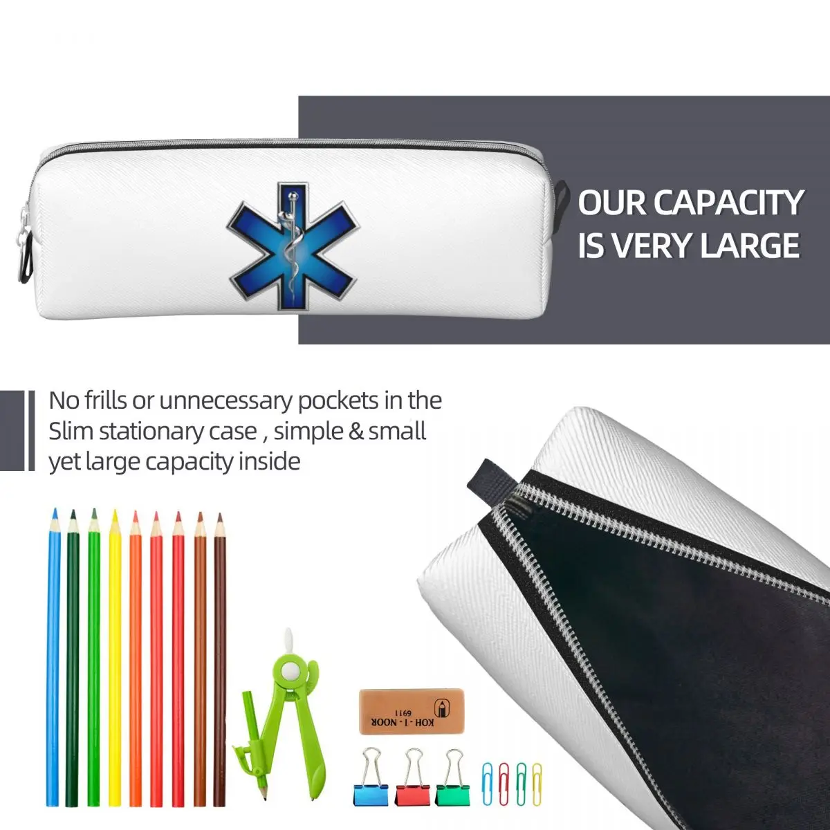 المسعف نجمة الحياة Emt الطوارئ الطبية رمز مقلمة أكياس القلم صندوق القلم للبنين بنات قلم رصاص الحقيبة حقيبة مستحضرات التجميل #5