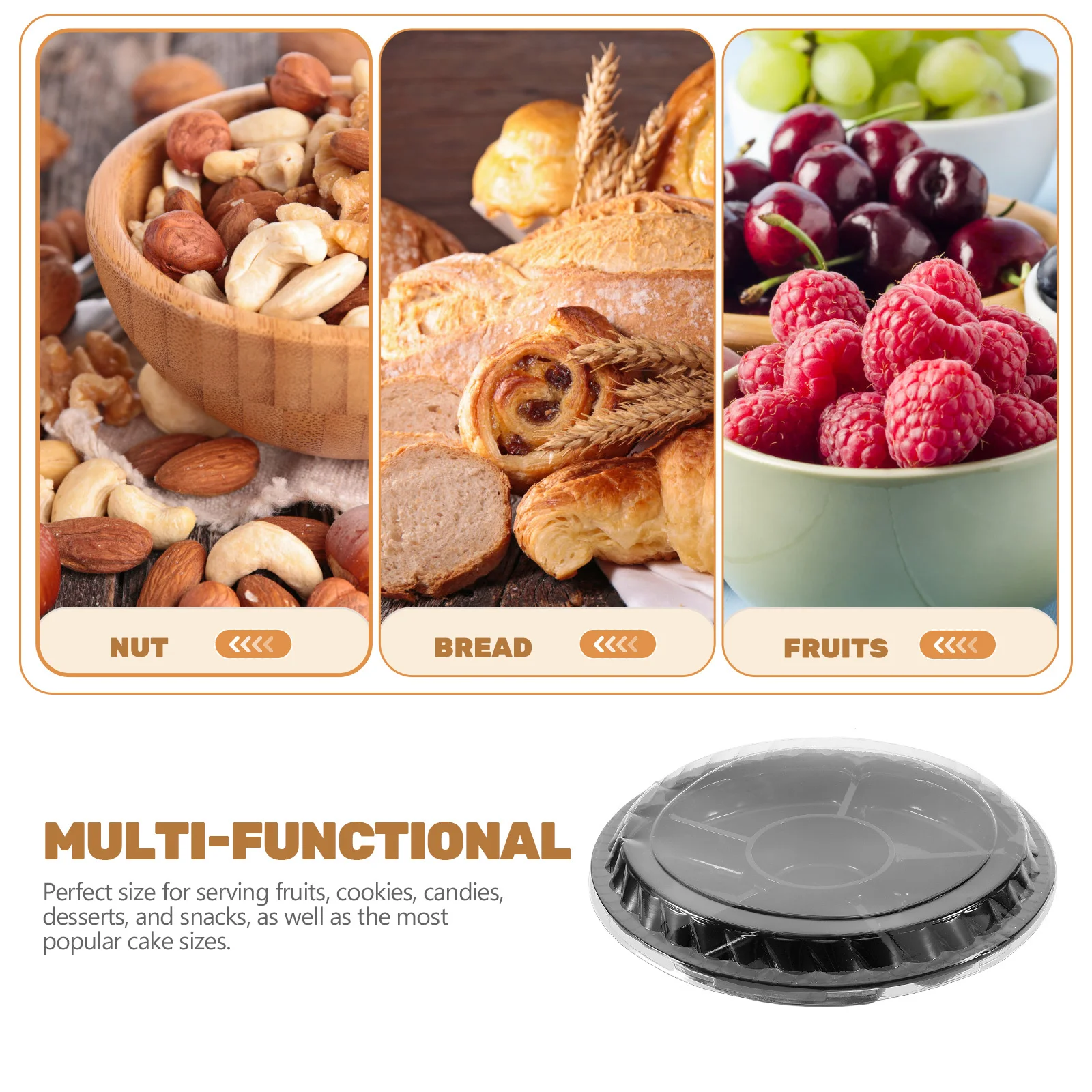 10 шт. одноразовый поднос для фруктов, 6 отделений, круглый сервировочный поднос для десертов, закусок, печенья, торта, тарелки для вечеринок для домашних животных, безопасные для еды