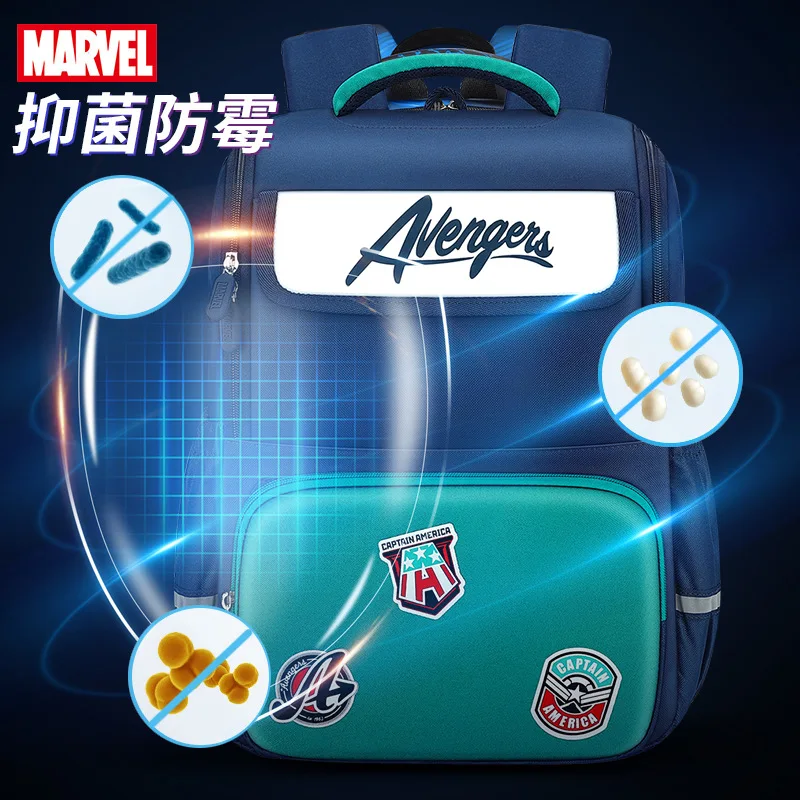 Imagem -05 - Bolsas Escolares Disney Genuínos para Meninos Ombro Mochila Ortopédica Homem Aranha de Ferro Capitão Mochilas Estudante Primário Novo Grau 14