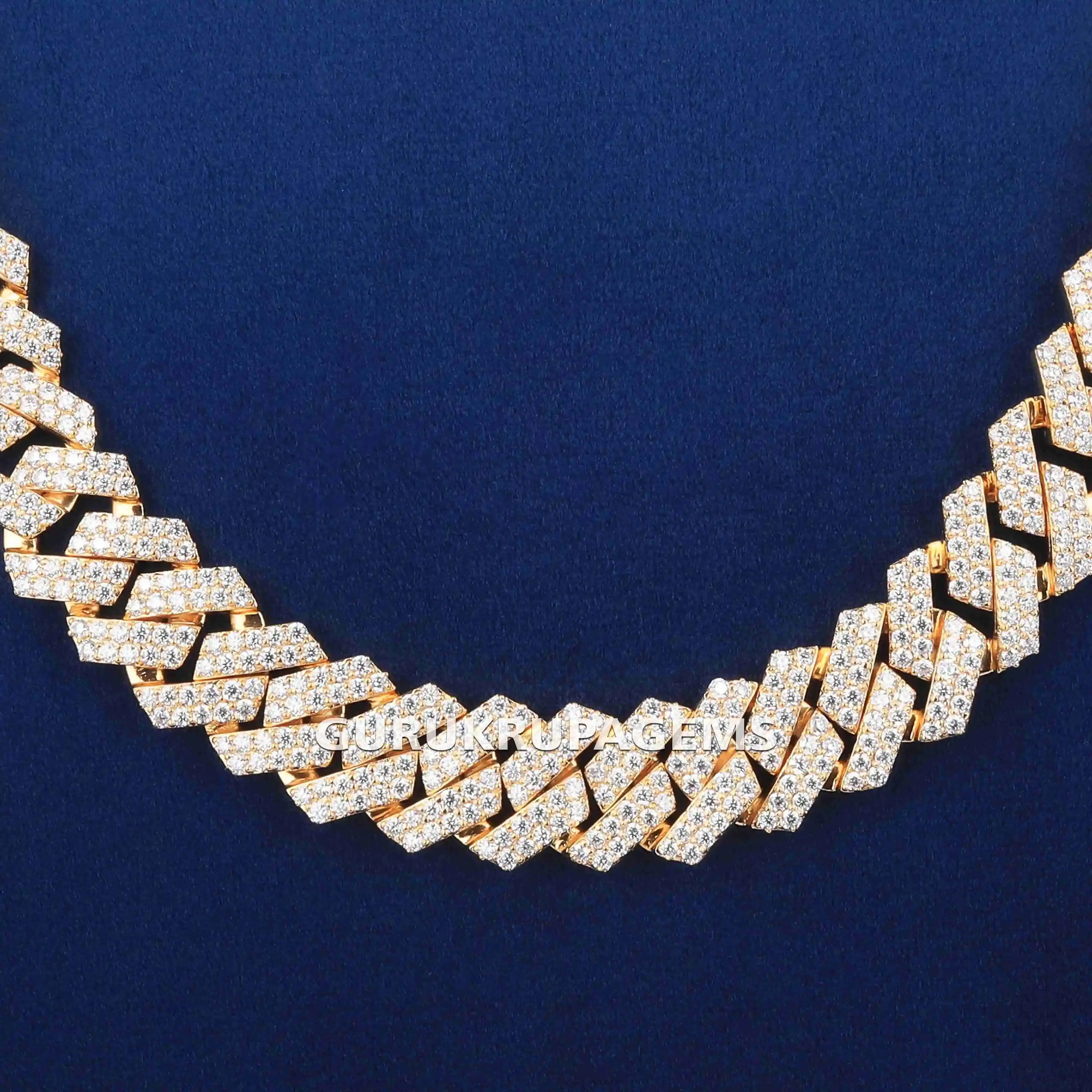Fashion Factory Wholesale 14mm 925 Sterling Silver VVS Moissanite Diamond Iced Out Cuban Link Chain Hip Hop Necklace Mens Jewelr