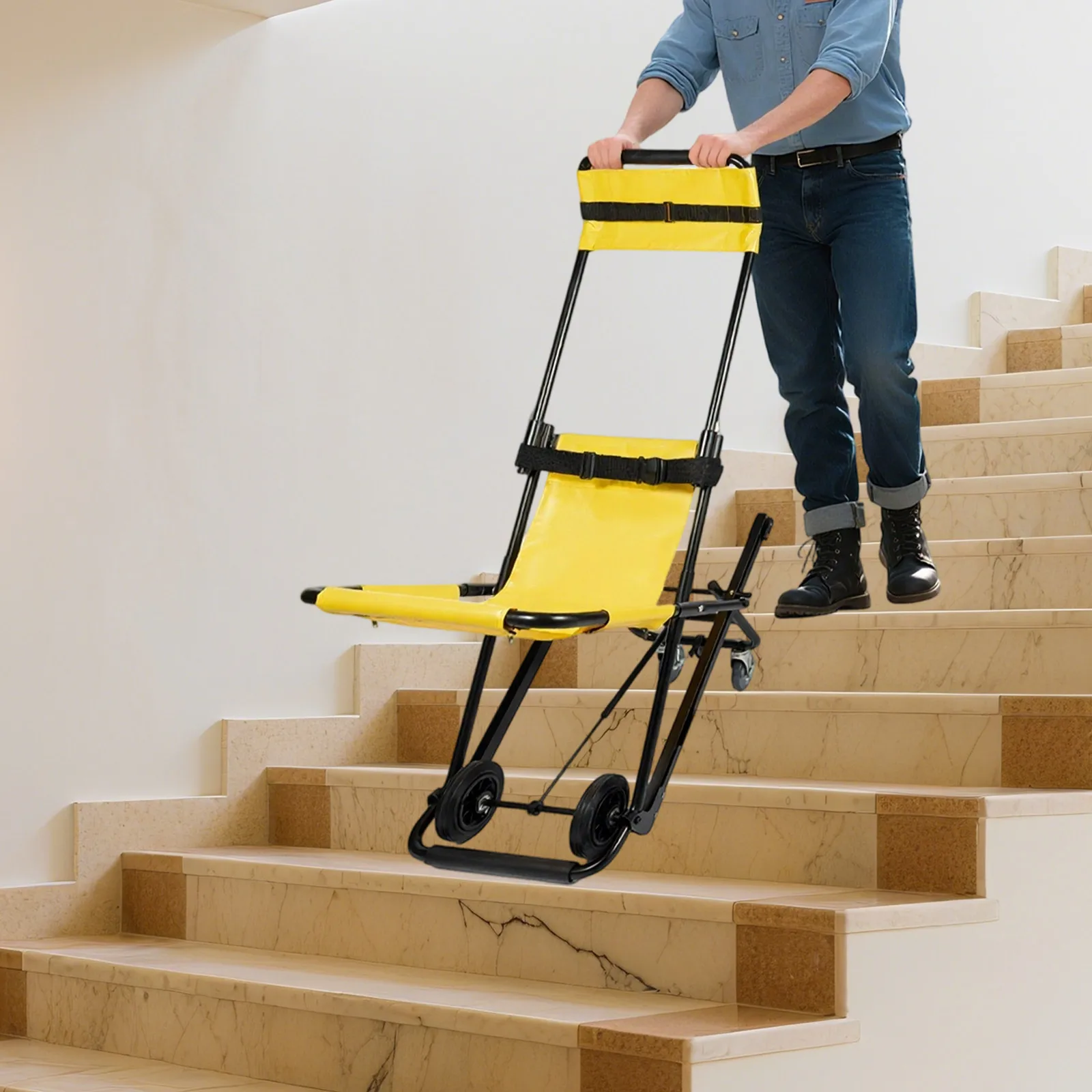 كرسي درج النقل اليدوي المحمول يتحمل 350.53 رطل كرسي إخلاء قابل للطي للنقل اليومي والحركة