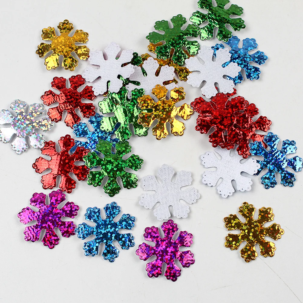 

200pcs Snowflake Decoration Simulation Cloth Ornaments For Christmas Party Wedding Holiday Room Decor Artificial Xmas Scene