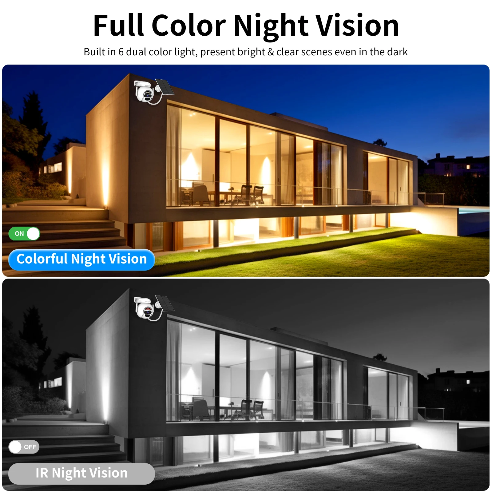 كاميرات أمان Vstarcam 2K 3MP تعمل بالطاقة الشمسية، بطارية خارجية لاسلكية، مقاومة للماء IP66، كشف الإنسان PIR، صوت ثنائي الاتجاه