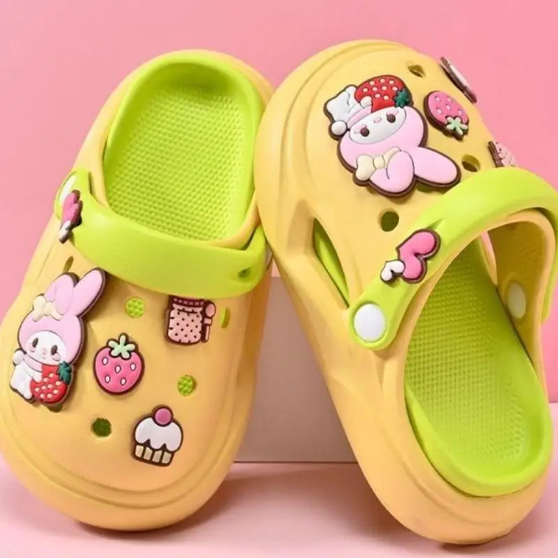

Hot Sanrio Girl Cartoon Slippers My Melody Children Summer Kawaii Home Shoes Soft Sole Wear Resistant Breathable Beach Shoes New