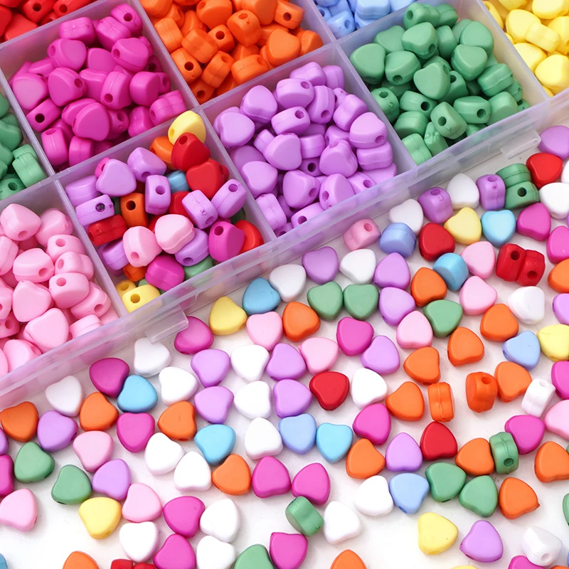 

50Pcs 7mm Multicolor Acrylic Heart Beads Spacer Loose Beads For DIY Bracelet Keychain Charms Handmade Jewelry Making Accessories