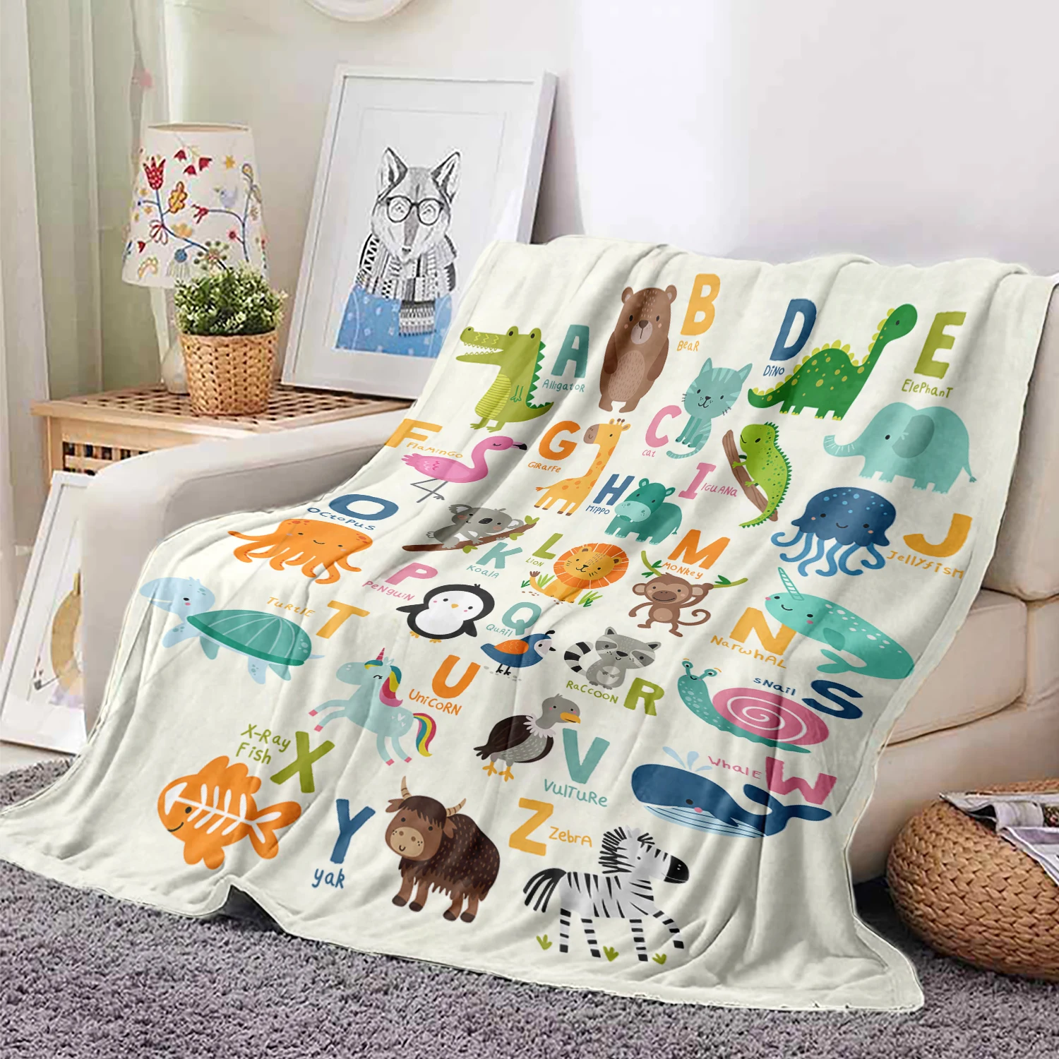 1PC Alphabet Lore Flannel Throw Blanket Anime Cartoon Soft For Couch Bed Car Home Camping all season use Lightweight