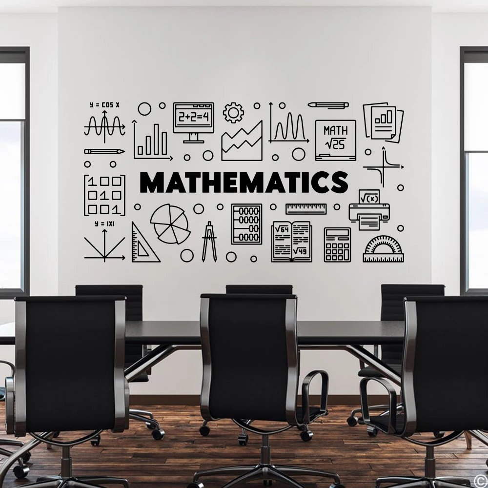 Mathematics Education Science Wall Sticker School Classroom Library Technology Inspirational Quote Wall Decal  Decor