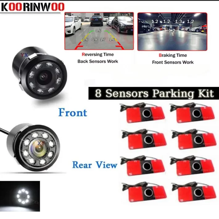 Koorinwoo Parktronic Sensor Kit For Video Android System Front + Back  Radar Vehicle Electronics Assist Auto Parking Accessories