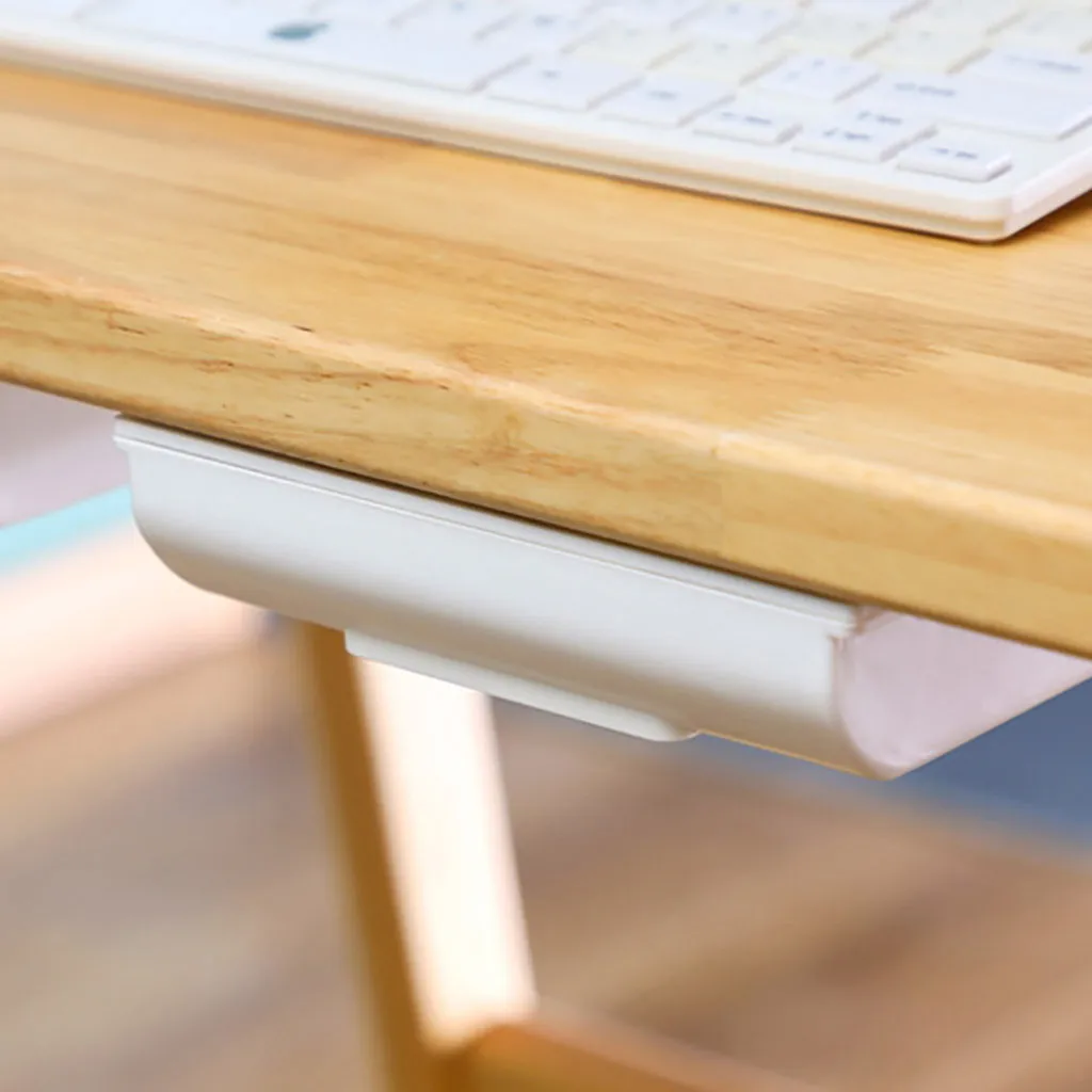 Hidden Storage Box Desk Storage Drawer Self-Adhesive Plastic Table Storage Holder Simple Sundries Cosmetics Stationery Organizer