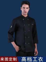 Workwear Chef Overalls Long Sleeve Kitchen Clothes Women Chef Coat  Chaqueta Chef  Chef Uniform  Waitress  Catering Clothes