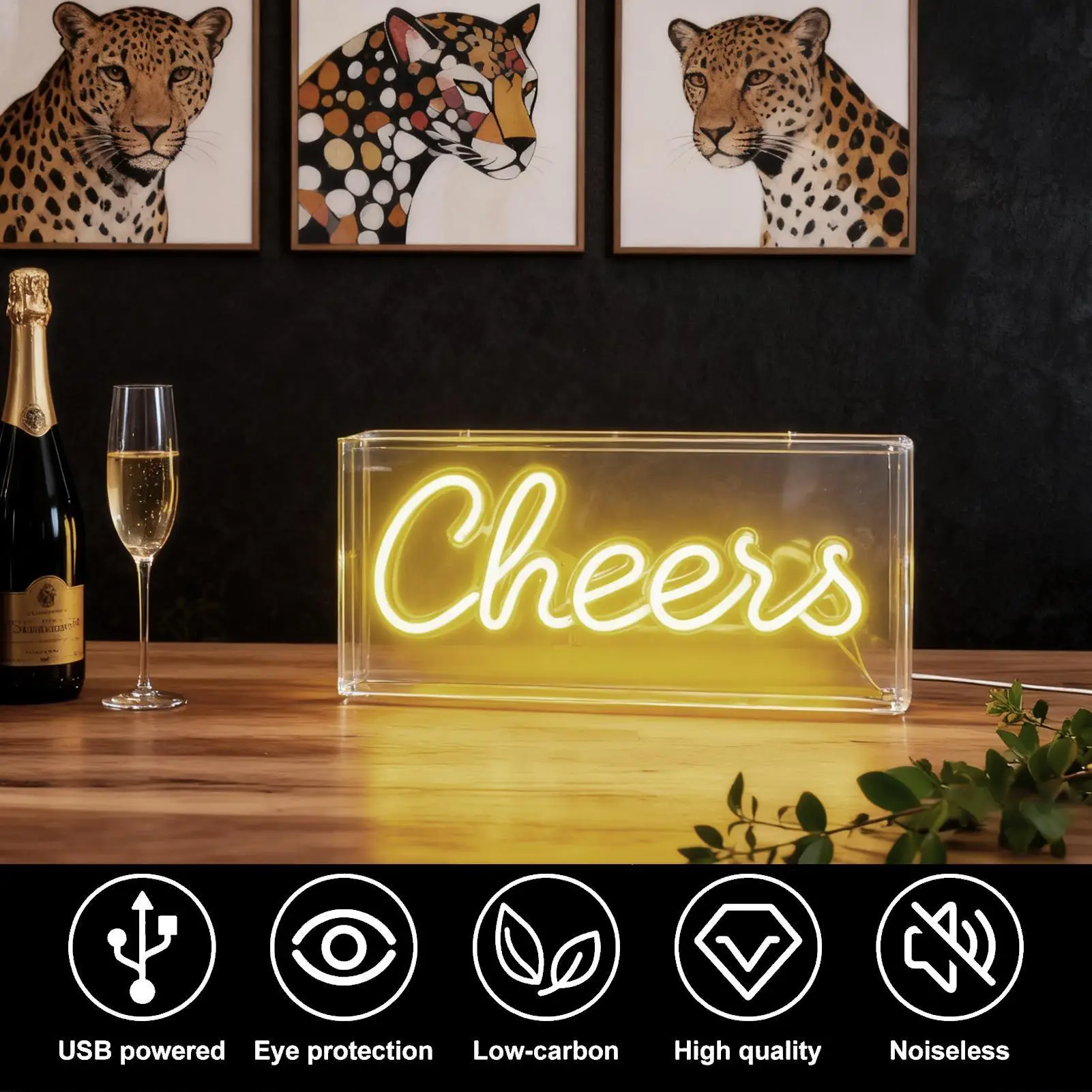 بار النيون USB ثلاثية الأبعاد ضوء النيون ديكور سطح المكتب مضاءة ديكور للمنزل غرفة شقة كلية الزفاف رجل كهف الشرب #2
